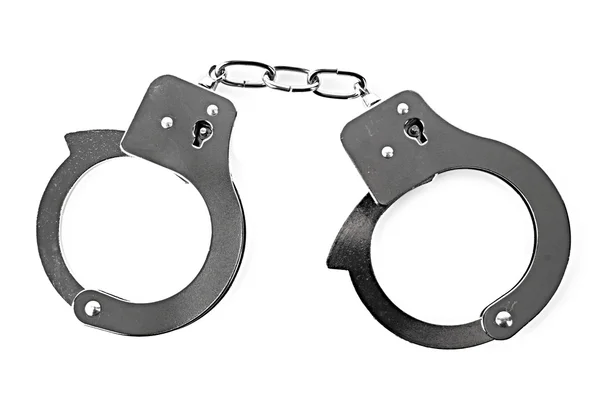 Silver handcuffs isolated on white background — Stock Photo, Image
