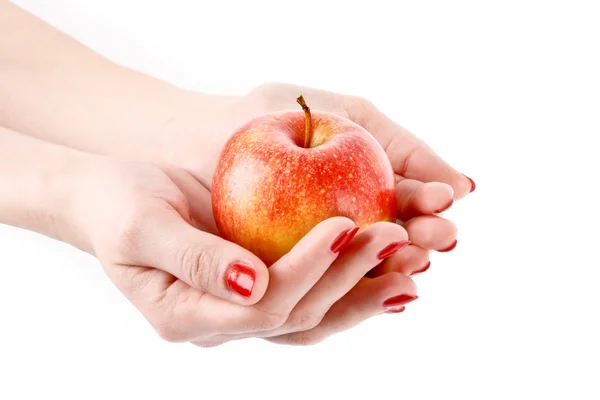 Une pomme sur la main isolée sur blanc — Photo
