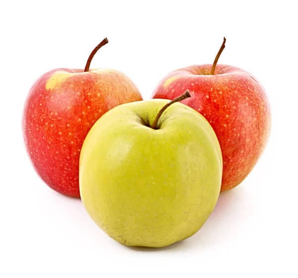 Czerwone i zielone jabłka izolowane na białym — Zdjęcie stockowe