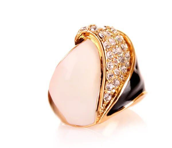 Enfeite de jóias de ouro isolado em branco — Fotografia de Stock