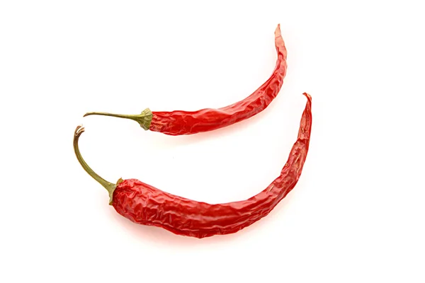 Two red chilly pepper isolated on white — Stock Photo, Image