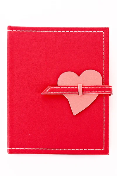 Anteckningsboken med hjärta form isolerad på vit — Stockfoto