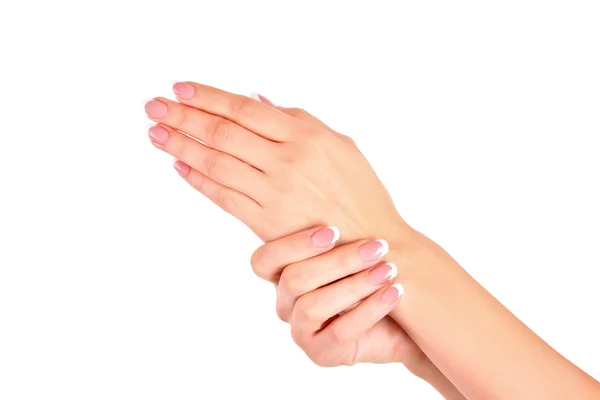 Рука жінки ізольована на білому — стокове фото