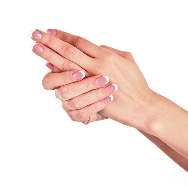 Mão da mulher isolado no branco — Fotografia de Stock