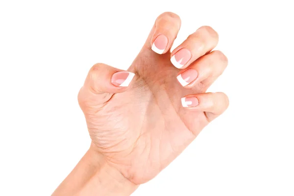 Рука показує нігті ізольовані на білому — стокове фото