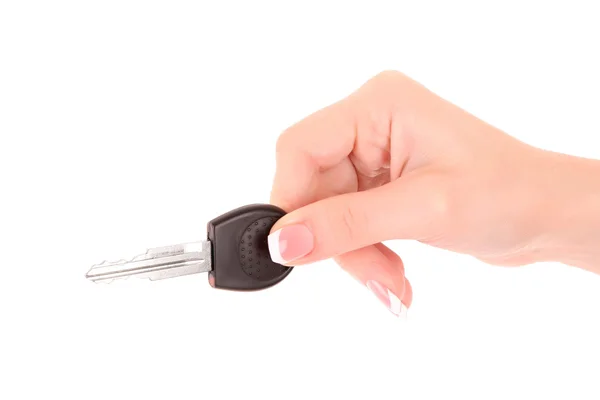 Woman hand with keys isolated on white — Stock Photo, Image