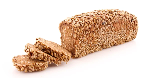 Pan con semillas de girasol aisladas en blanco — Foto de Stock