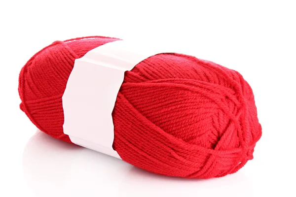 Streng van wollen rode draad geïsoleerd op wit — Stockfoto