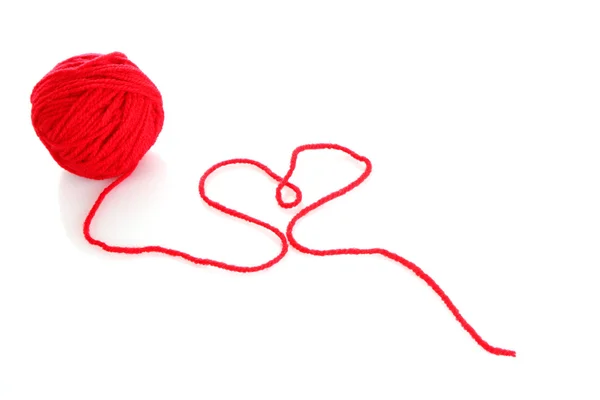 Red ball of woollen red thread isolated on white — Stock Photo, Image