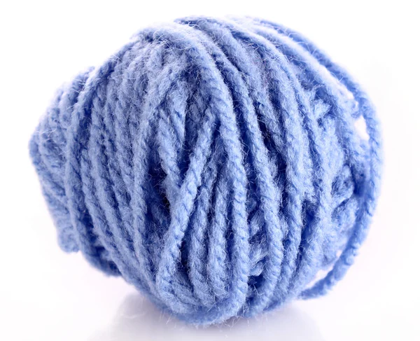 Blue ball of woollen red thread isolated on white — Stock Photo, Image