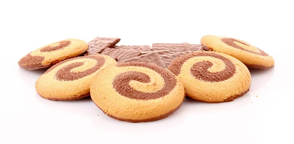 Chocolate cookies isolated on white — Stock Photo, Image