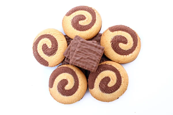 Biscotti al cioccolato isolati su bianco — Foto Stock