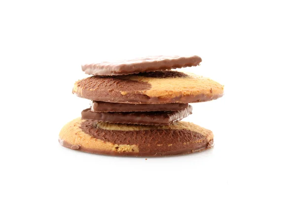 Chocolate cookies isolated on white — Stock Photo, Image
