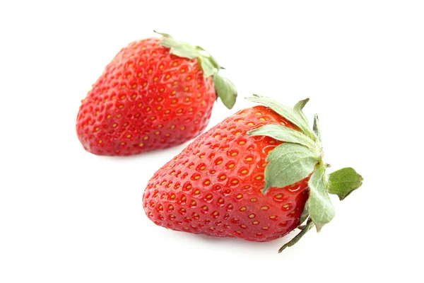 Two strawberries isolated on white — Stock Photo, Image