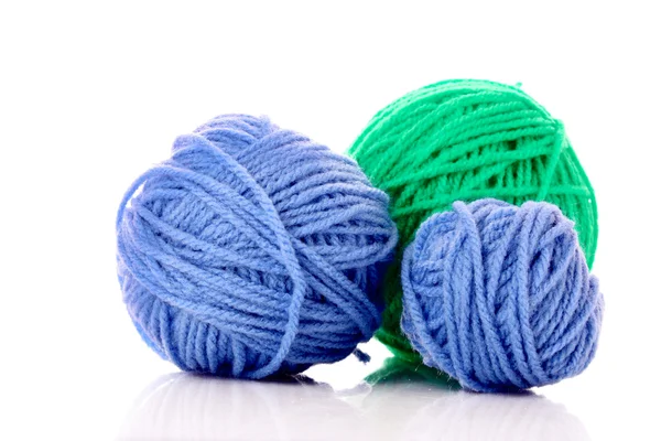 Balls of woollen thread isolated on white — Stock Photo, Image