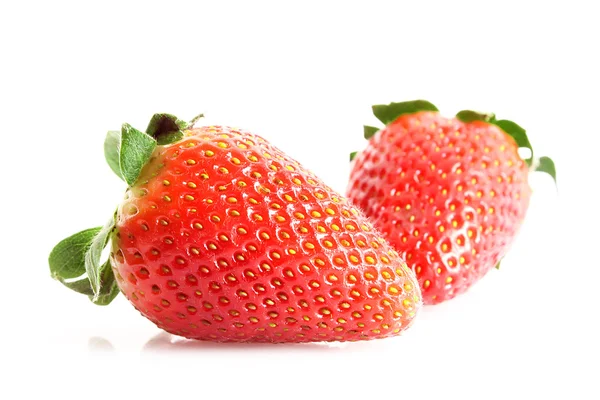 Two strawberries isolated on white — Stock Photo, Image