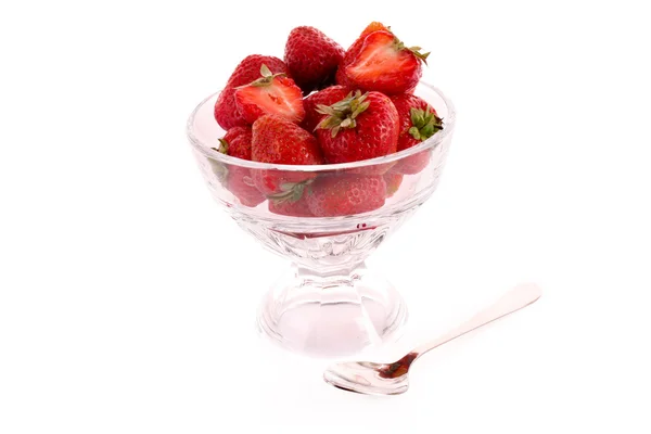 Strawberries in cup isolated on white — Stock Photo, Image