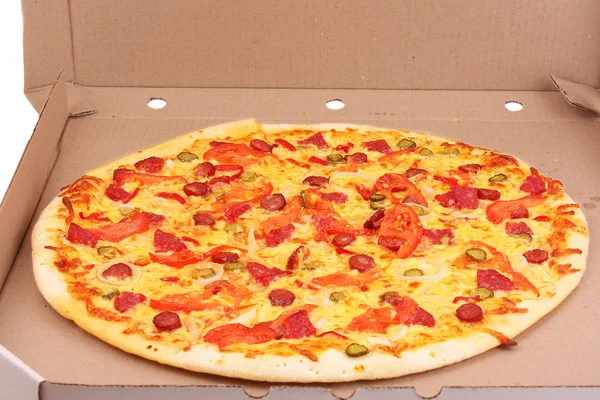 Tasty Italian pizza in box — Stock Photo, Image