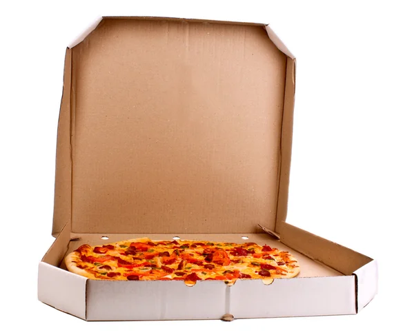 Chutná italská pizza přes bílý — Stock fotografie