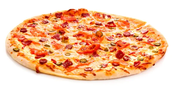 Tasty Italian pizza over white — Stock Photo, Image