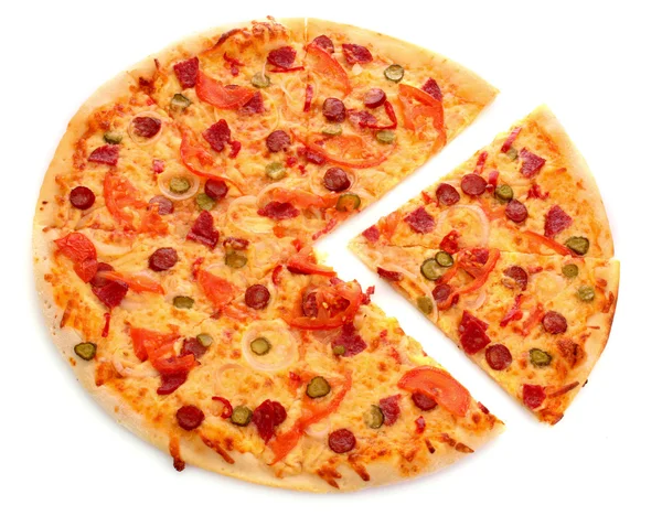 Sabrosa pizza italiana sobre blanco —  Fotos de Stock