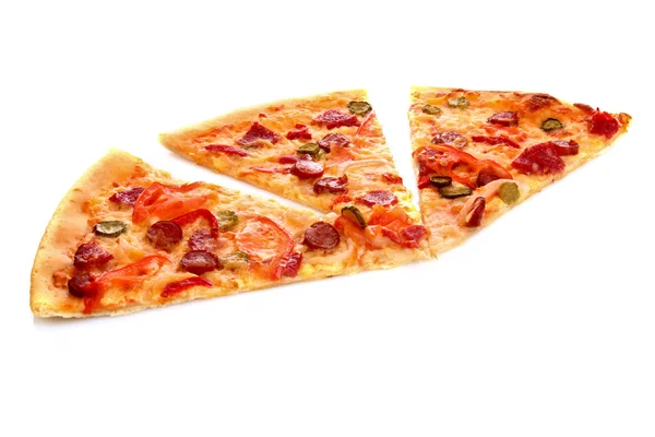 Savoureuse pizza italienne sur blanc — Photo