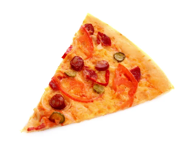 Vrede van smakelijke Italiaanse pizza over Wit — Stockfoto