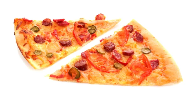 Fred av god italiensk pizza över vita — Stockfoto