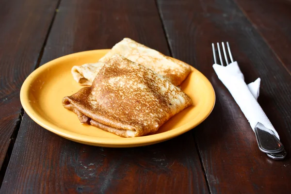 stock image Pancake and fork in cafe