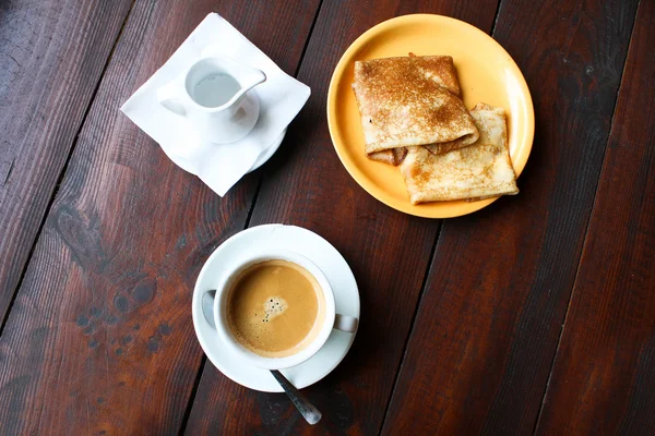 Panqueca e café — Fotografia de Stock