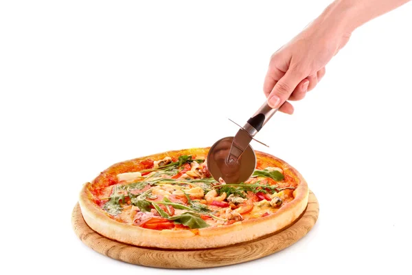 Beyaz üzerine lezzetli pizza — Stok fotoğraf