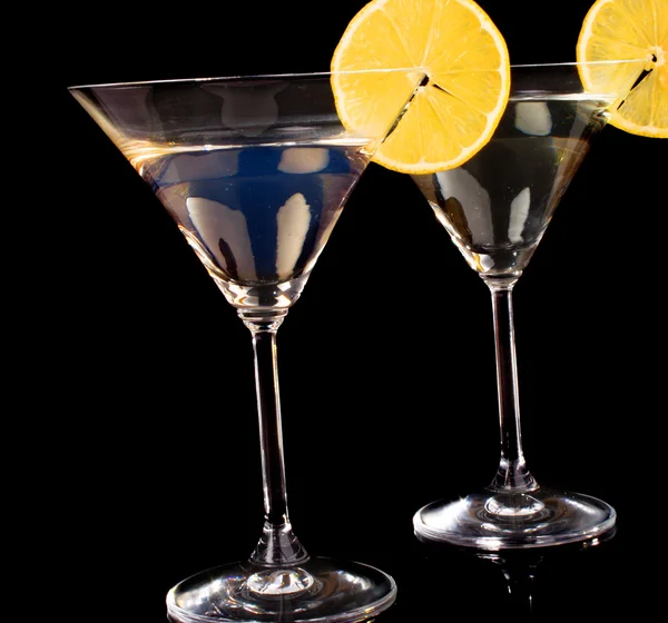 Martini glasses on black background — Stock Photo, Image