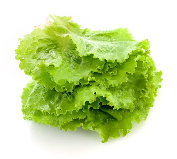 Foglie di insalata isolate su bianco — Foto Stock