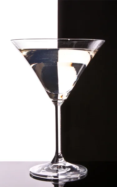 Martini glass on black and white background — Stock Photo, Image