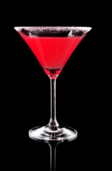 Martini glass with red coctail on black background — Stock Photo, Image