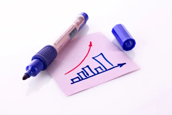 Marker and progress chart isolated on white — Stock Photo, Image