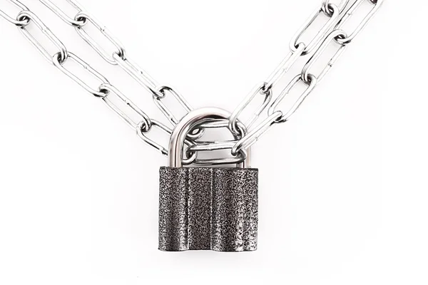 Lock and chain isolated on white — Stock Photo, Image