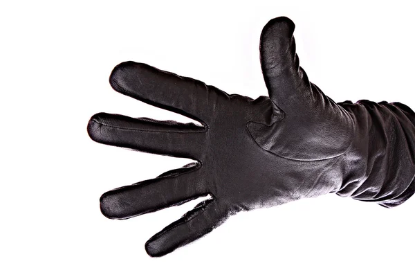 孤立在白纸上的黑色手套 — 图库照片
