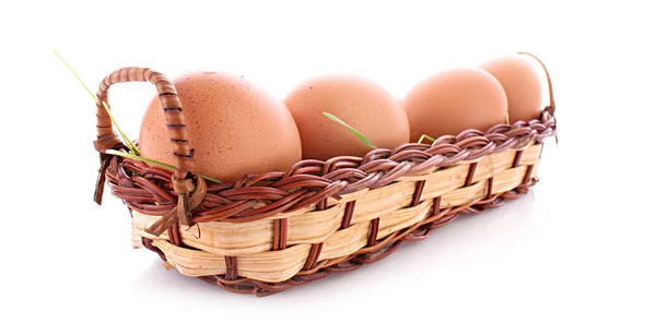 Ovos em ninho isolado em branco — Fotografia de Stock