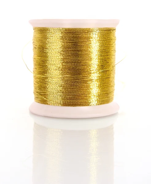 Golder thread isolated on white — Stock Photo, Image