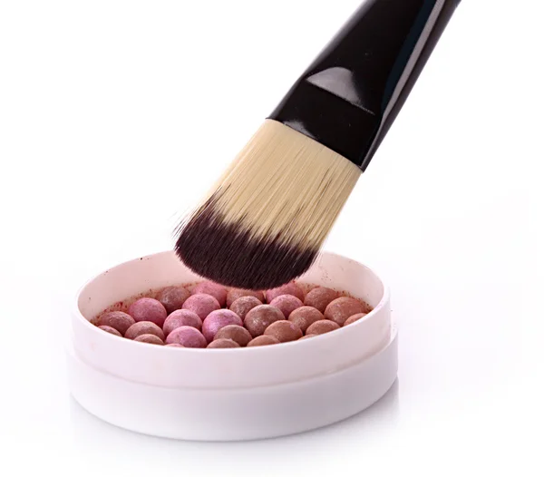 Cepillo cosmético sobre fondo cosmético —  Fotos de Stock