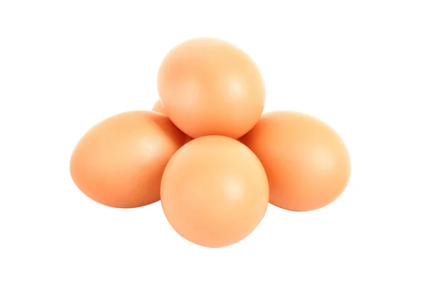 Groep van bruine kip eieren geïsoleerd op wit — Stockfoto