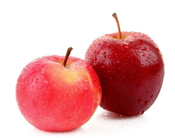 白で隔離された赤と緑のリンゴ — ストック写真