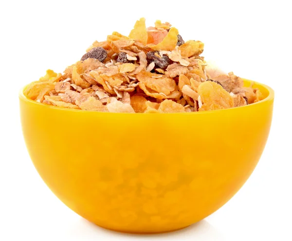 Muesli in bowl isolated on white — Stock Photo, Image
