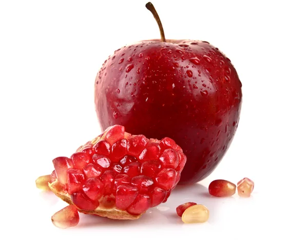 Apple and pomegranate isolated on white — Stock Photo, Image