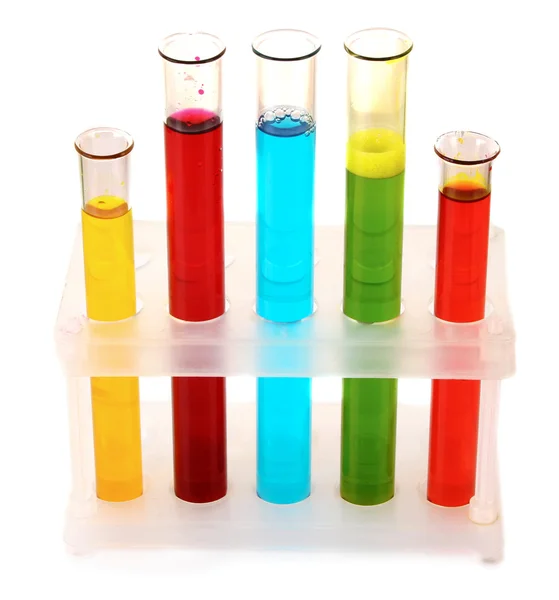 Test tubes with liquid isolated on white — Stock Photo, Image