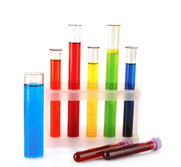 Test tubes with liquid isolated on white — Stock Photo, Image