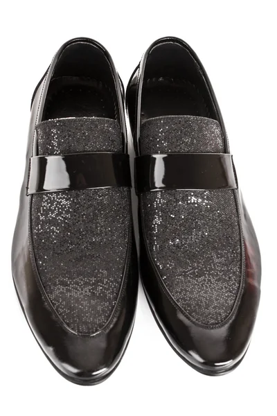 Black shiny man's shoe isolated on white — Stock Photo, Image