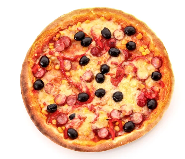 Lezzetli İtalyan pizza üzerine beyaz — Stok fotoğraf