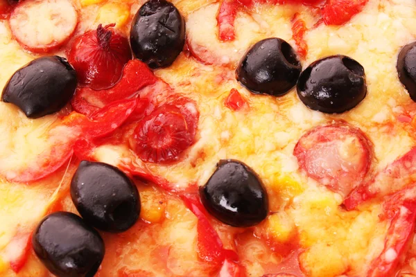 Pizza with olives closeup — Stock Photo, Image